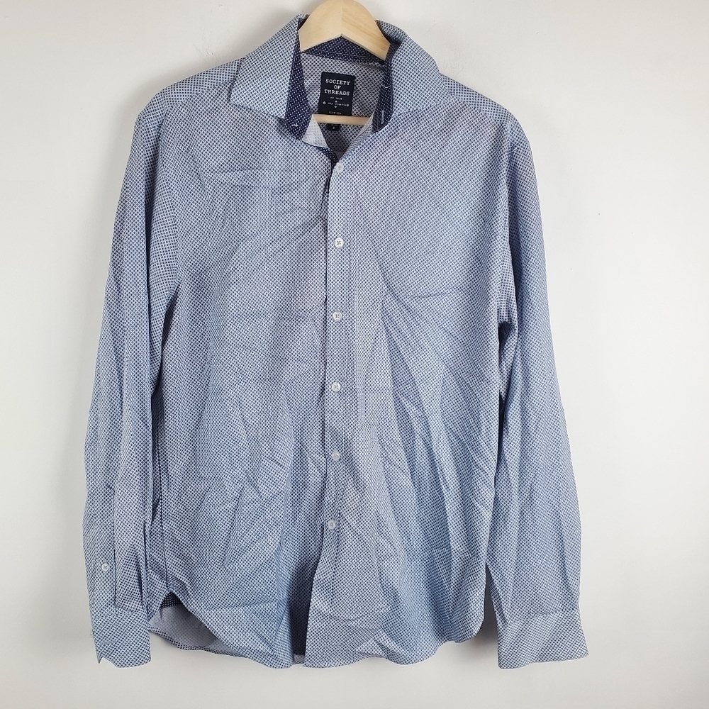 Society of Threads S 14.5 32/33 Blue‎ Button up Long Sleeve Shirt